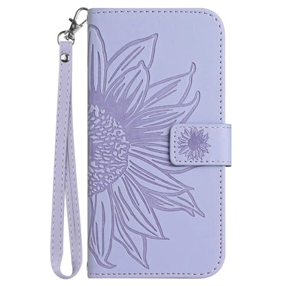 HT04 For ZTE Anshin Family A303ZT Magnetic Case Sunflower Pattern Card Slots Cell Phone Cover
