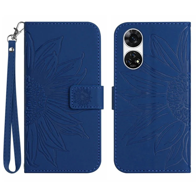 HT04 For ZTE Anshin Family A303ZT Magnetic Case Sunflower Pattern Card Slots Cell Phone Cover