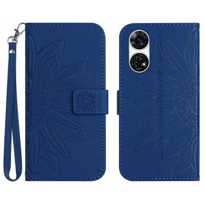 HT04 For ZTE Anshin Family A303ZT Magnetic Case Sunflower Pattern Card Slots Cell Phone Cover