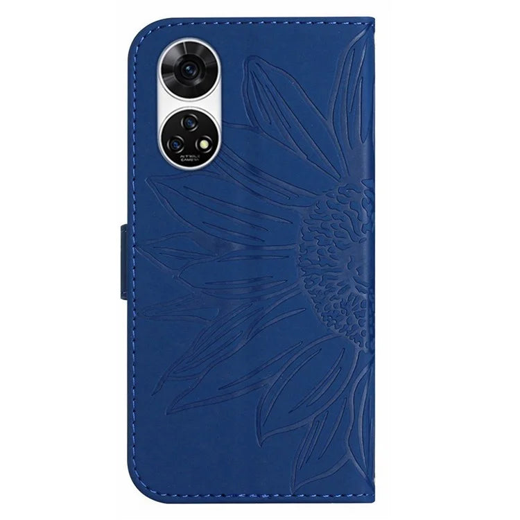 HT04 For ZTE Anshin Family A303ZT Magnetic Case Sunflower Pattern Card Slots Cell Phone Cover