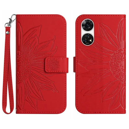HT04 For ZTE Anshin Family A303ZT Magnetic Case Sunflower Pattern Card Slots Cell Phone Cover