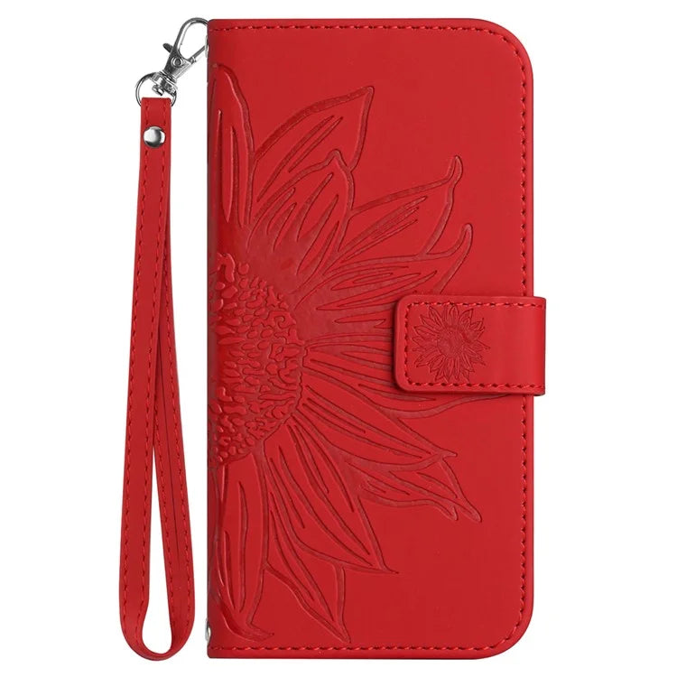 HT04 For ZTE Anshin Family A303ZT Magnetic Case Sunflower Pattern Card Slots Cell Phone Cover