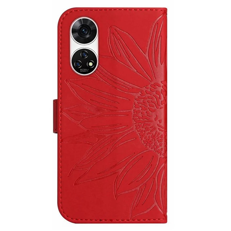 HT04 For ZTE Anshin Family A303ZT Magnetic Case Sunflower Pattern Card Slots Cell Phone Cover