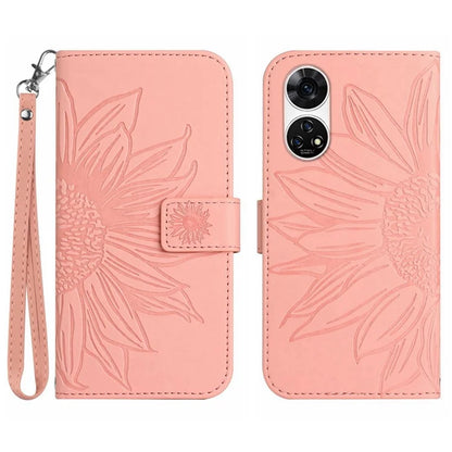 HT04 For ZTE Anshin Family A303ZT Magnetic Case Sunflower Pattern Card Slots Cell Phone Cover