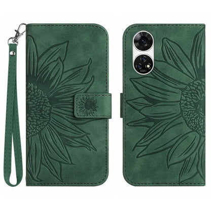 HT04 For ZTE Anshin Family A303ZT Magnetic Case Sunflower Pattern Card Slots Cell Phone Cover
