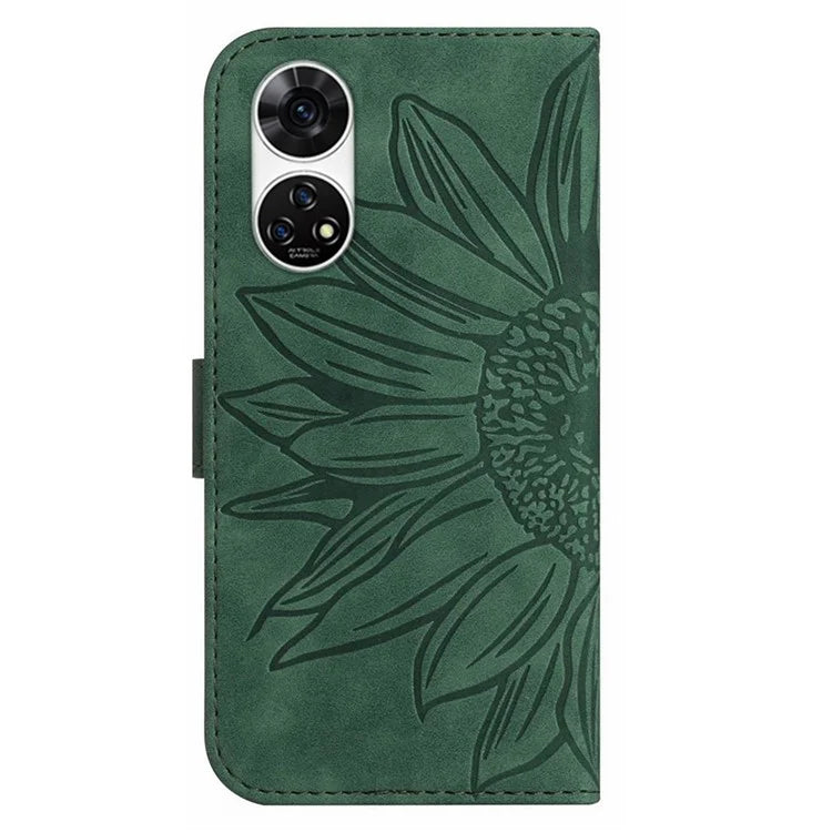 HT04 For ZTE Anshin Family A303ZT Magnetic Case Sunflower Pattern Card Slots Cell Phone Cover
