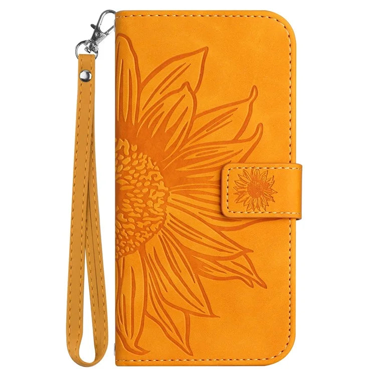 HT04 For ZTE Anshin Family A303ZT Magnetic Case Sunflower Pattern Card Slots Cell Phone Cover