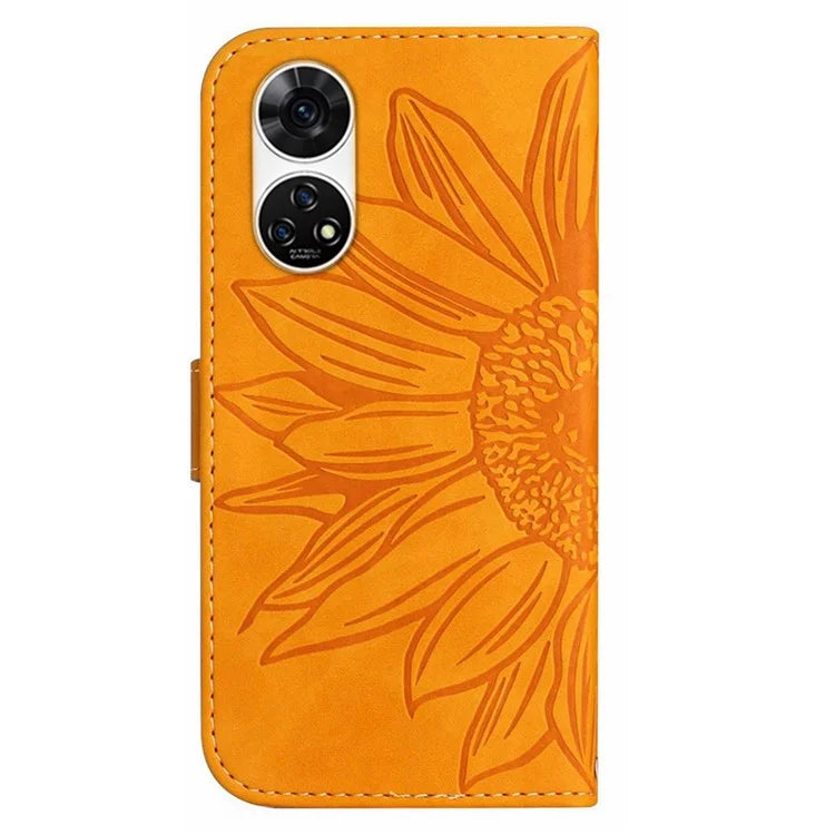 HT04 For ZTE Anshin Family A303ZT Magnetic Case Sunflower Pattern Card Slots Cell Phone Cover
