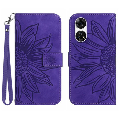 HT04 For ZTE Anshin Family A303ZT Magnetic Case Sunflower Pattern Card Slots Cell Phone Cover