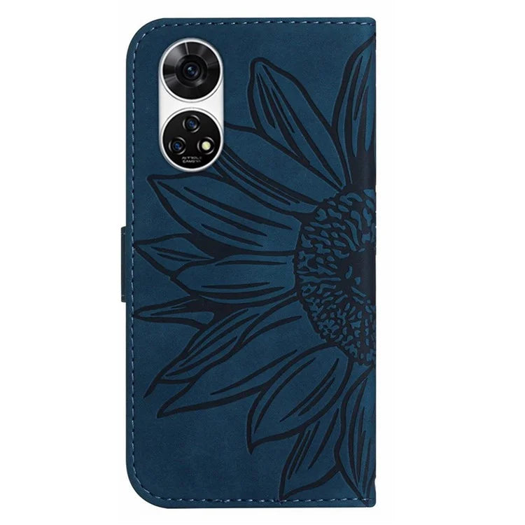 HT04 For ZTE Anshin Family A303ZT Magnetic Case Sunflower Pattern Card Slots Cell Phone Cover
