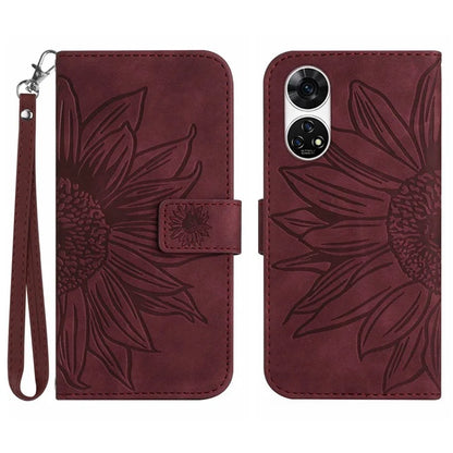 HT04 For ZTE Anshin Family A303ZT Magnetic Case Sunflower Pattern Card Slots Cell Phone Cover