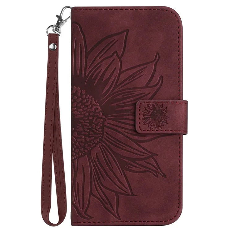 HT04 For ZTE Anshin Family A303ZT Magnetic Case Sunflower Pattern Card Slots Cell Phone Cover