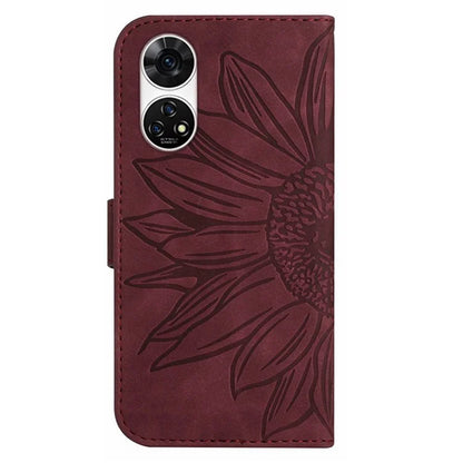 HT04 For ZTE Anshin Family A303ZT Magnetic Case Sunflower Pattern Card Slots Cell Phone Cover