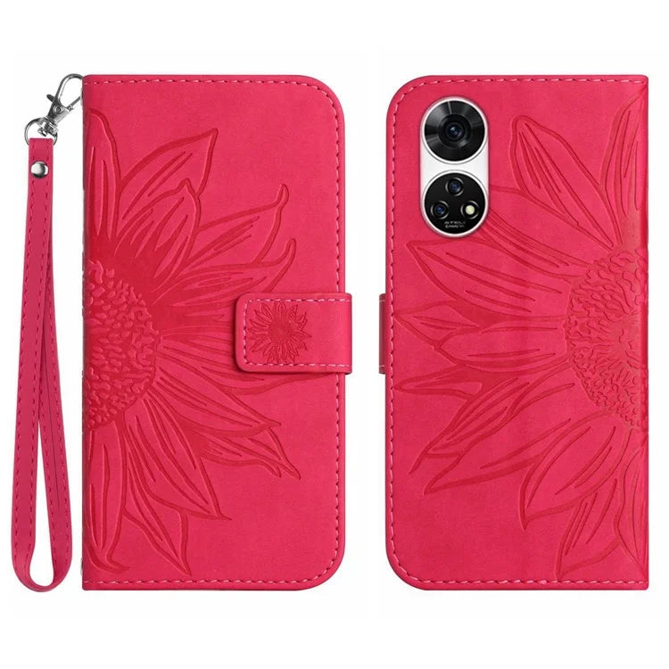 HT04 For ZTE Anshin Family A303ZT Magnetic Case Sunflower Pattern Card Slots Cell Phone Cover