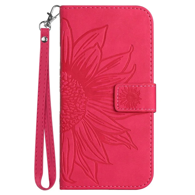 HT04 For ZTE Anshin Family A303ZT Magnetic Case Sunflower Pattern Card Slots Cell Phone Cover