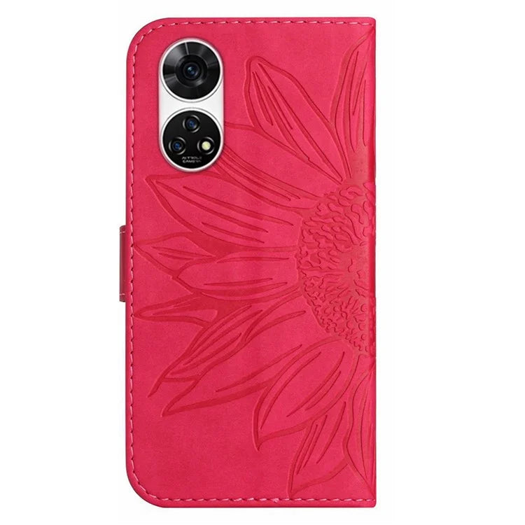 HT04 For ZTE Anshin Family A303ZT Magnetic Case Sunflower Pattern Card Slots Cell Phone Cover