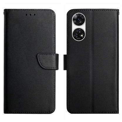HT02 For ZTE Anshin Family A303ZT Case Stand Genuine Cow Leather+TPU Shockproof Phone Cover