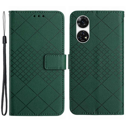 HT06 For ZTE Anshin Family A303ZT Case with Hand Strap Rhombus Litchi Texture Phone Cover
