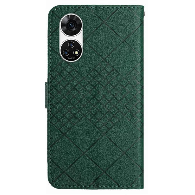 HT06 For ZTE Anshin Family A303ZT Case with Hand Strap Rhombus Litchi Texture Phone Cover