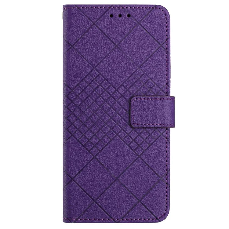 HT06 For ZTE Anshin Family A303ZT Case with Hand Strap Rhombus Litchi Texture Phone Cover
