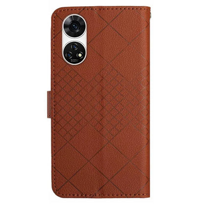 HT06 For ZTE Anshin Family A303ZT Case with Hand Strap Rhombus Litchi Texture Phone Cover