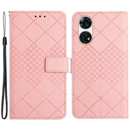 HT06 For ZTE Anshin Family A303ZT Case with Hand Strap Rhombus Litchi Texture Phone Cover