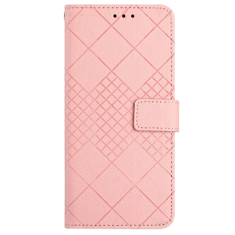 HT06 For ZTE Anshin Family A303ZT Case with Hand Strap Rhombus Litchi Texture Phone Cover