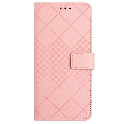 HT06 For ZTE Anshin Family A303ZT Case with Hand Strap Rhombus Litchi Texture Phone Cover