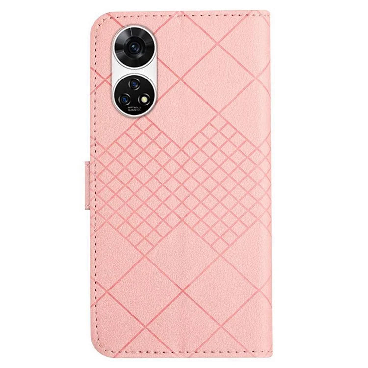 HT06 For ZTE Anshin Family A303ZT Case with Hand Strap Rhombus Litchi Texture Phone Cover
