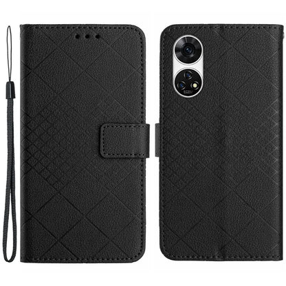 HT06 For ZTE Anshin Family A303ZT Case with Hand Strap Rhombus Litchi Texture Phone Cover