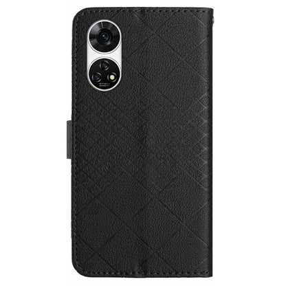 HT06 For ZTE Anshin Family A303ZT Case with Hand Strap Rhombus Litchi Texture Phone Cover