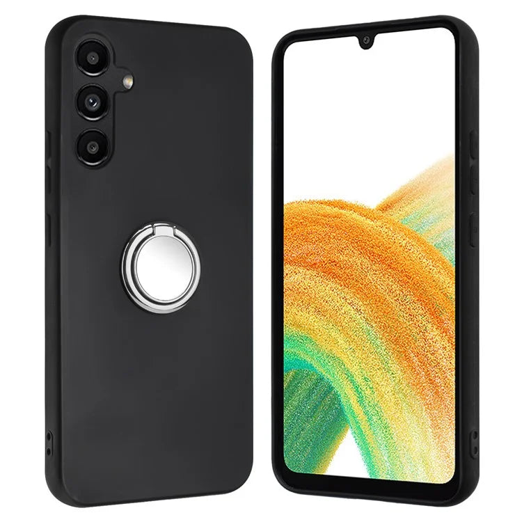 For Samsung Galaxy M15 5G Case Matte Soft TPU Back Phone Cover with Ring Holder Kickstand