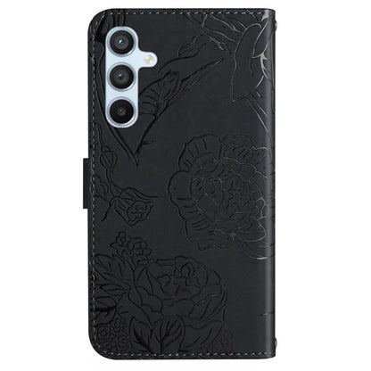HT03 For Samsung Galaxy M15 5G Case Wrist Strap Butterfly Flower Leather Phone Cover