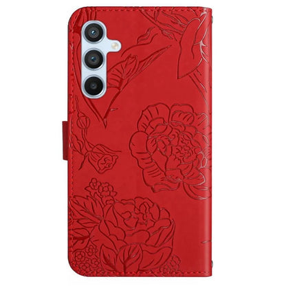 HT03 For Samsung Galaxy M15 5G Case Wrist Strap Butterfly Flower Leather Phone Cover