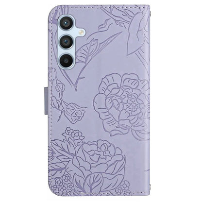 HT03 For Samsung Galaxy M15 5G Case Wrist Strap Butterfly Flower Leather Phone Cover