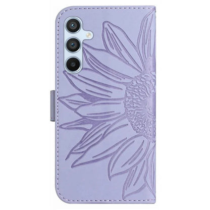 HT04 For Samsung Galaxy M15 5G Case PU Leather Wrist Strap Sunflower Wallet Phone Cover