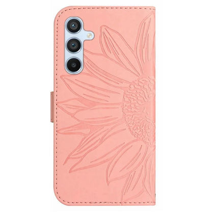 HT04 For Samsung Galaxy M15 5G Case PU Leather Wrist Strap Sunflower Wallet Phone Cover