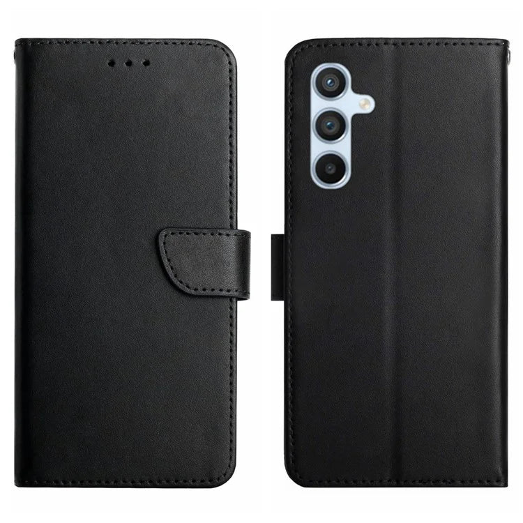 HT02 For Samsung Galaxy M15 5G Case Magnetic Folio Genuine Cow Leather Phone Cover