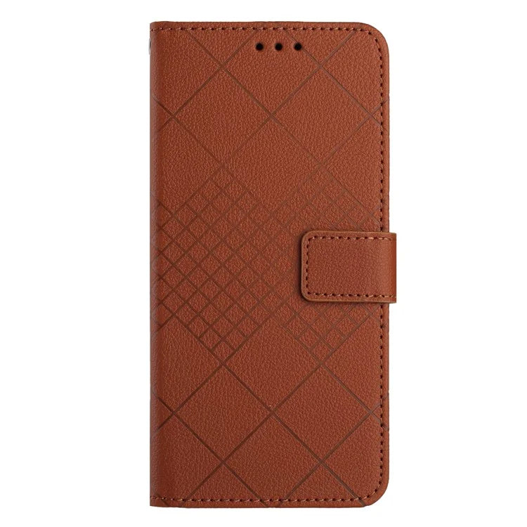 HT06 For Samsung Galaxy M15 5G Case Rhombus Pattern Imprinted Leather Wallet Phone Cover