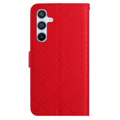 HT06 For Samsung Galaxy M15 5G Case Rhombus Pattern Imprinted Leather Wallet Phone Cover