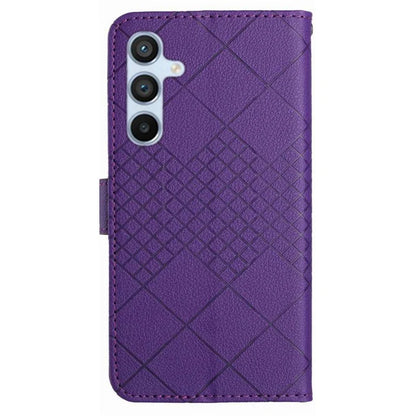 HT06 For Samsung Galaxy M15 5G Case Rhombus Pattern Imprinted Leather Wallet Phone Cover