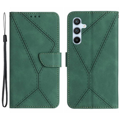 HT05 For Samsung Galaxy M15 5G Case Lines Imprinted PU Leather Skin-touch Phone Cover
