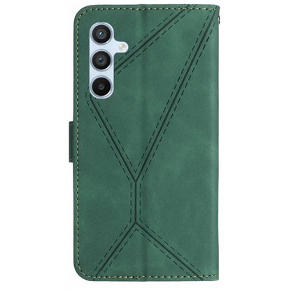 HT05 For Samsung Galaxy M15 5G Case Lines Imprinted PU Leather Skin-touch Phone Cover