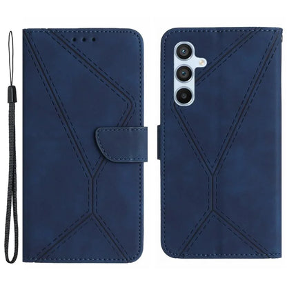 HT05 For Samsung Galaxy M15 5G Case Lines Imprinted PU Leather Skin-touch Phone Cover