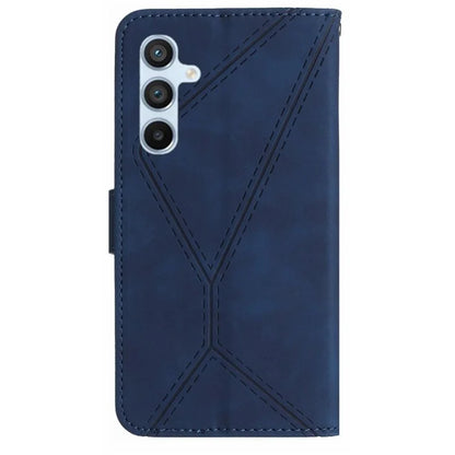 HT05 For Samsung Galaxy M15 5G Case Lines Imprinted PU Leather Skin-touch Phone Cover
