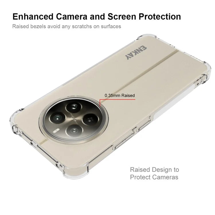 ENKAY HAT PRINCE For Realme 12+ 5G Clear TPU Case Drop-proof Phone Cover Reinforced Corner