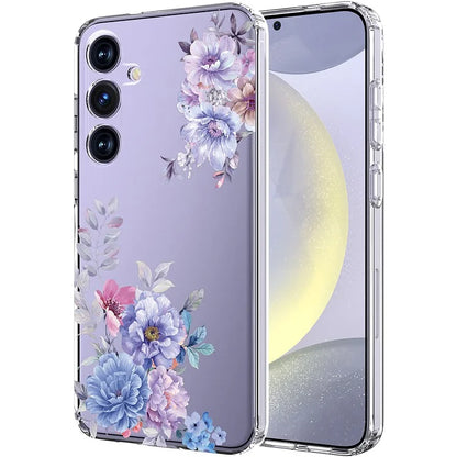 For Samsung Galaxy S24+ Case Clear Flower Pattern TPU Shock Absorbing Smartphone Cover