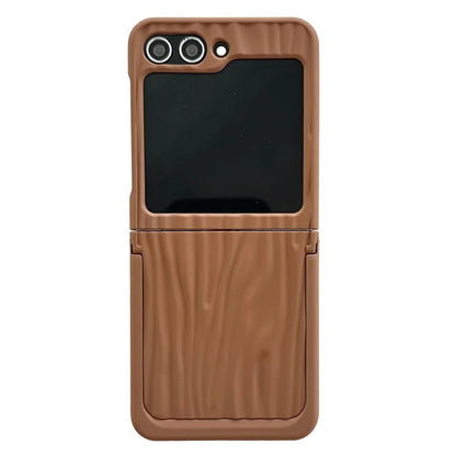 For Samsung Galaxy Z Flip5 5G Kickstand Case Ripple Texture Matte PC Anti-drop Phone Cover