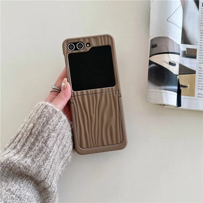 For Samsung Galaxy Z Flip5 5G Kickstand Case Ripple Texture Matte PC Anti-drop Phone Cover