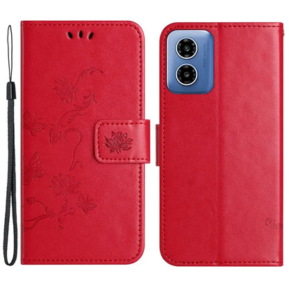 For Motorola Moto G04 4G / G24 4G Wallet Case PU Leather Stand Butterfly Flower Phone Cover